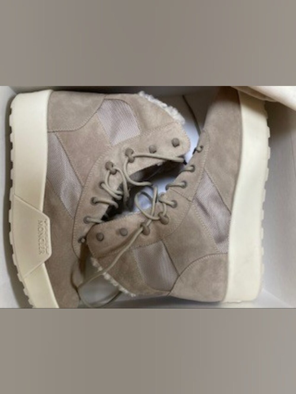 Moncler, 40, Beige Suede Winter Lace-Up Boots